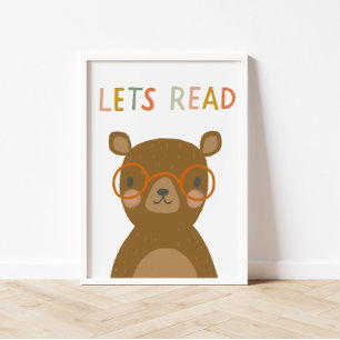 Póster Oso lindo leamos niños