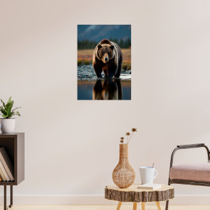 Póster Oso majestuoso junto al río