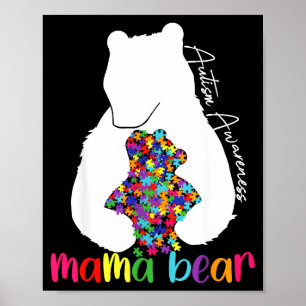 Póster Oso mamá amor apoyo conciencia autismo rompecabeza