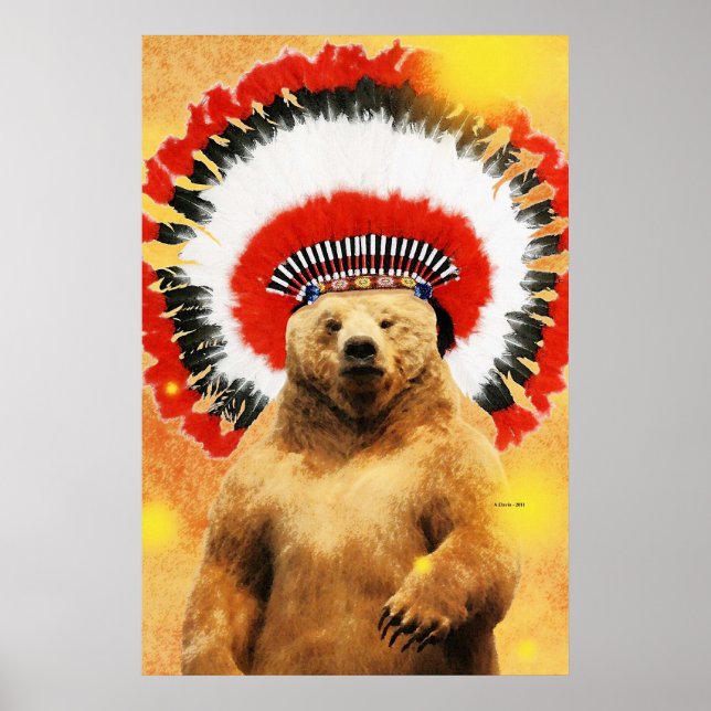 Póster ¡Oso nativo americano indio! (Frente)