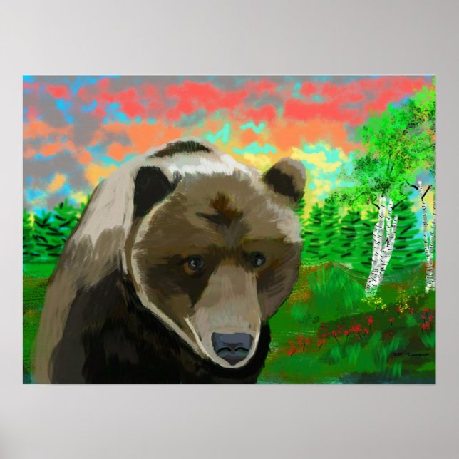 Póster oso negro de amanecer (Frente)