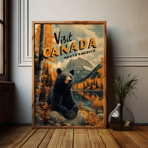 Póster Oso Negro de Canadá Viaje Vintage