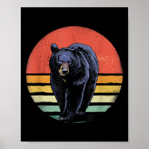 Póster Oso negro retro vintage