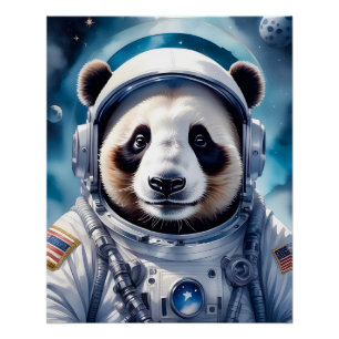 Póster Oso Panda Adorable en el Espacio Ultraterrestre As