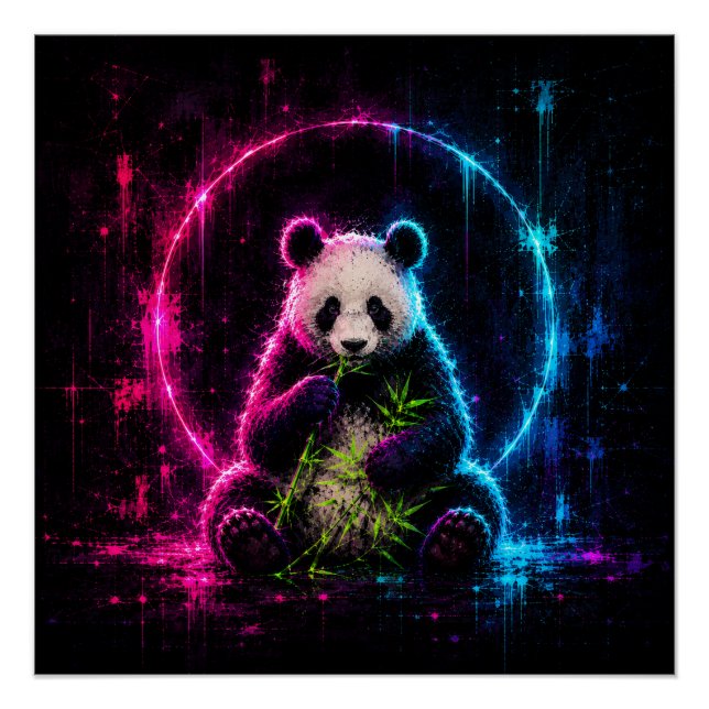 Póster Oso panda de neón (Anverso)