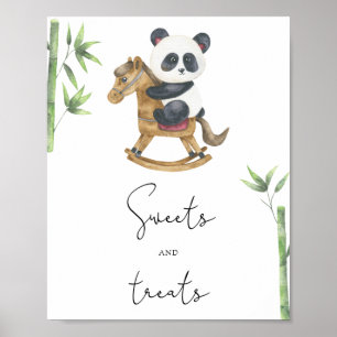 Póster Oso panda - dulces y golosinas baby shower
