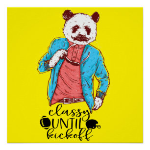 Póster Oso Panda Elegante Hasta el Inicio Fútbol American