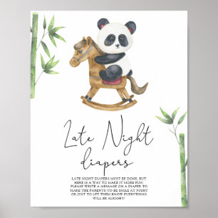 Póster Oso panda - Juego de pañales a altas horas de la n