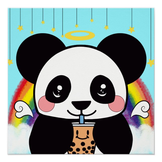 Póster Oso Panda Kawaii Boba  (Anverso)