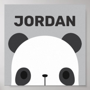 Póster Oso Panda Pequeño y Lindo con Nombre Personalizado