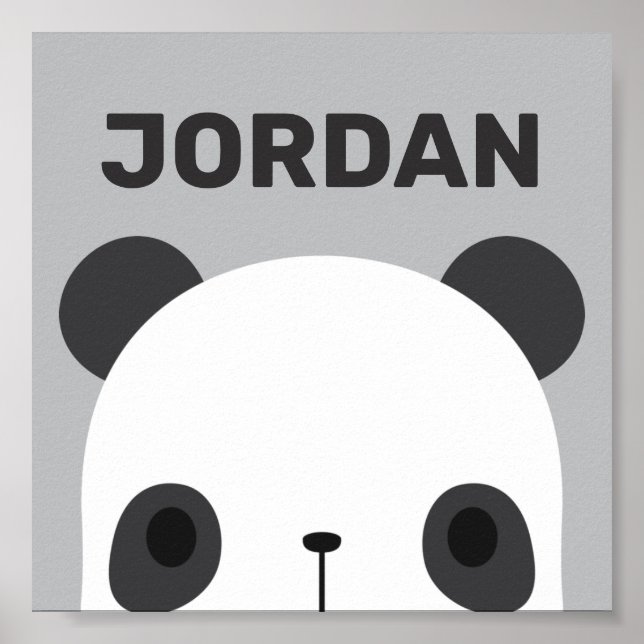Póster Oso Panda Pequeño y Lindo con Nombre Personalizado (Frente)