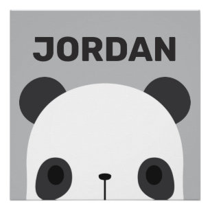 Póster Oso Panda Pequeño y Lindo con Nombre Personalizado