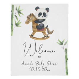 Póster Oso Panda y Bambú - Bienvenida en Cartón de Espuma
