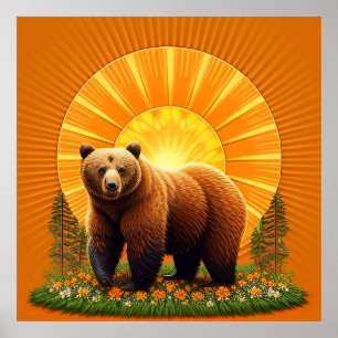 Póster Oso Pardo Majestuoso