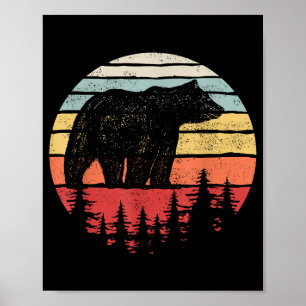 Póster Oso Pardo Vintage Retro