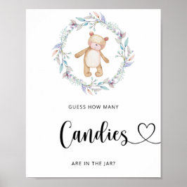 Póster Oso pequeño adivina cuántas golosinas