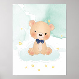 Póster Oso pequeño lindo con estrellas