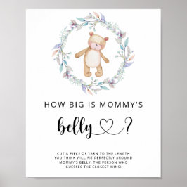 Póster oso pequeño qué grande es la barriga de mamá juego