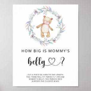 Póster oso pequeño qué grande es la barriga de mamá juego