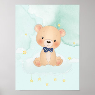Póster Oso pequeño y lindo con estrellas