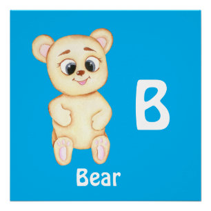 Póster Oso personaliza ABC: Letra B - Agrega tu nombre