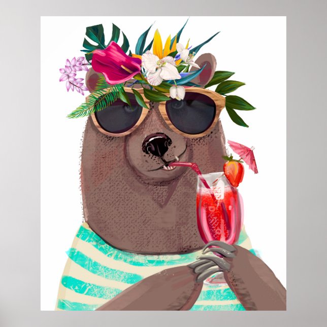 Póster Oso personalizado de verano (Frente)