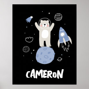Póster Oso Personalizado lindo en el espacio