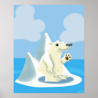 Oso polar amistoso sobre un Poster Iceberg