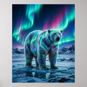 Póster Oso Polar Aurora Cielo del Norte
