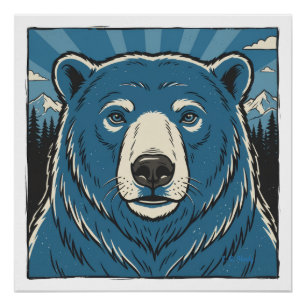 Póster Oso polar azul