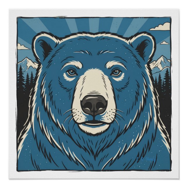Póster Oso polar azul (Anverso)