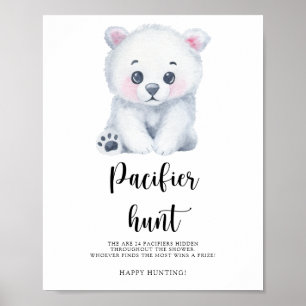 Póster Oso polar - cartel de juego de baby shower de chup