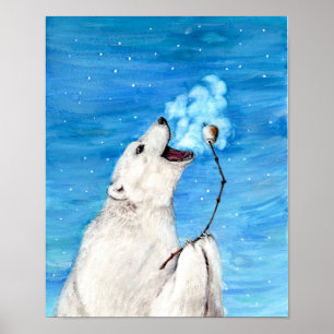 Póster Oso Polar con malvavisco tostado
