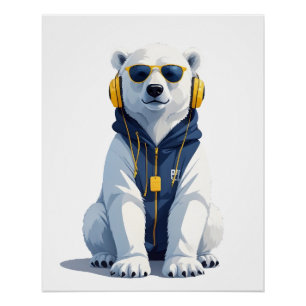 Póster Oso Polar Con Vector Animal Funny Guay Hoodie