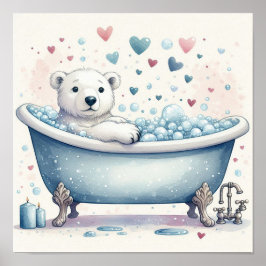Póster Oso Polar de Baño de Burbujas