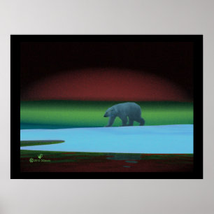 Póster Oso Polar de Luces Polares