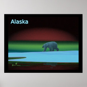 Póster Oso Polar de Luces Polares