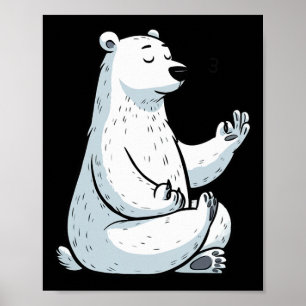 Póster Oso Polar de Meditación Postura de Yoga Animal Rel