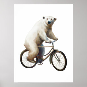 Póster Oso Polar En Bicicleta