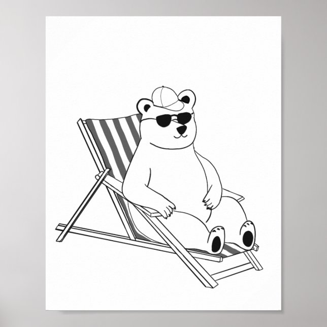 Póster Oso polar en silla de salón (Frente)