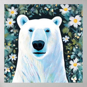 Póster Oso Polar Floral