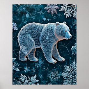 Póster Oso Polar Hielo Congelado Cristal Animal Ártico