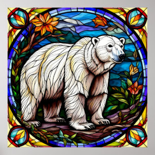 Póster Oso Polar Majestuoso de Pie en Hielo Ártico