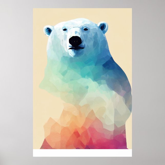 Póster Oso Polar Naturaleza silvestre Colores animales Pi (Frente)