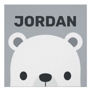 Póster Oso Polar Pequeño y Lindo con Nombre Personalizado