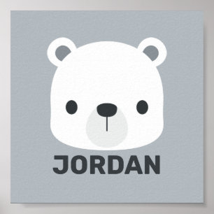 Póster Oso Polar Pequeño y Lindo con Nombre Personalizado