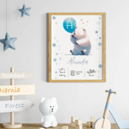 Póster Oso polar personalizado con guardería de globos