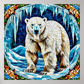 Póster Oso Polar Poderoso En Paisaje Ártico Congelado