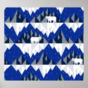 Póster Oso Polar sobre el patrón Iceberg sin Marea.