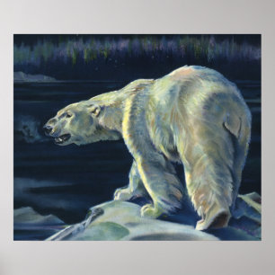Póster Oso Polar Vintage, Animales de la Vida Marina Árti